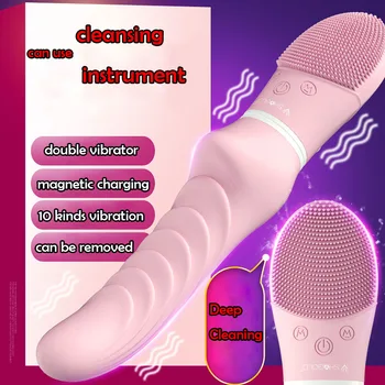 Naujas Dvigubas Vibratorius Klitorio Stimuliatorius Magic Wand G Spot Vibratorius Liežuvio Vibratorius Oralinis Seksas Vagina Pussy Sekso Žaislai Moteris