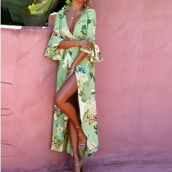 Naujas Moterų Vasaros Paplūdimio Boho Ilgas, Maxi Suknelė Nereguliarus Šalies Paplūdimio Suknelės Sundress