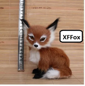 Naujas realus gyvenimas brown fox modelis, plastinė ir kailių modeliavimas sėdi lapė lėlės dovana, apie 11x8x15cm xf1736