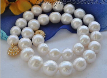 NEMOKAMAS PRISTATYMAS 11-12MM apvalių Gėlavandenių dirbtiniu būdu išaugintų perlų vėrinį 18INCH 14K