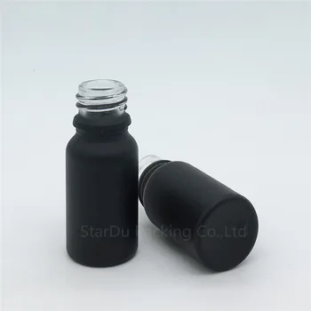 Nemokamas pristatymas 200pcs 10ml juodo matinio stiklo eterinio aliejaus butelis su juoda suklastoti akivaizdu, lašintuvu, 10cc stiklo kvepalų buteliuko