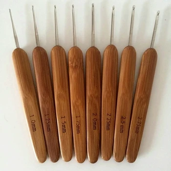 Nemokamas pristatymas 8pcs rinkinys Bambuko rankena geležies karbidas nėrimo megztiniai bambukas kokybinis apskrito bambuko nėrimo kabliuko rankiniai įrankiai