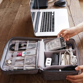 Nešiojamų Kabelis Skaitmeninis Saugojimo Krepšiai Organizatorius USB Dalykėlių Laidų, Įkroviklio Maitinimo Baterijos Užtrauktukas Kosmetikos Krepšys Atveju Priedai