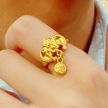 Originalaus dizaino Kinijos retro teismas vėjo gpgb atidarymo žiedas unikalus senovės aukso amatų šviesos prabanga ŽAVESIO Sidabro Papuošalai