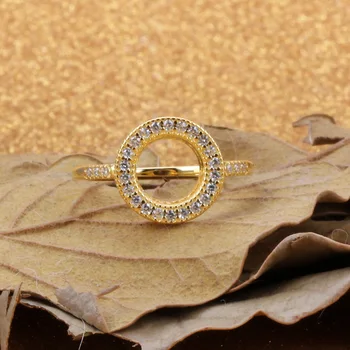 Originalus 925 Sterlingas Sidabro visos Žiedas, Spindi Aukso Širdis Halo Žiedai Moterims Vestuves Dovanų Fine Jewelry
