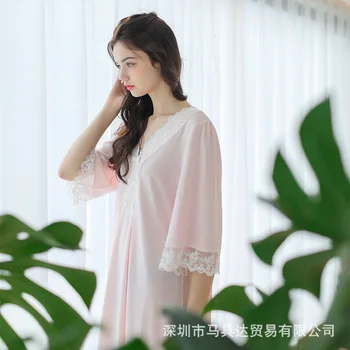 Pavasarį, vasarą, Kinijos vėjo atkurti senovės būdai, kaip royal princess medvilnės pižamą seksualus, Trijų ketvirtį rankovės homewear