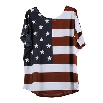 Plius Dydis Moterų Marškinėliai Mados Prarasti Star Juostele JAV Vėliava Amerikoje T-Shirt harajuku marškinėlius moterims camiseta mujer Dropshipping A3