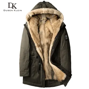 Prabanga Vilko kailio vyrų Storas striukes ilgi paltai Dizainerio mados Šiltas dizaineris žiemą Šiltas prabanga striukės su gobtuvu E1125A