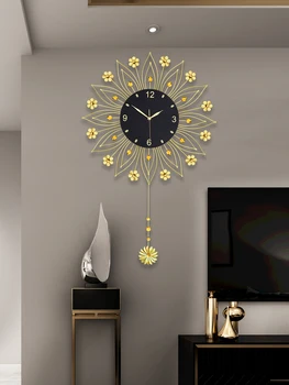 Prabangus Aukso Europos Sieninis Laikrodis Metalo Meno Didelis Skaitmeninis Modernaus Dizaino Sieninis Laikrodis Gyvenimo Reloj De Sumalti Namų Puošybai EH50WC
