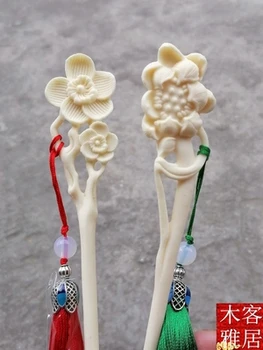 Prabangus dramblio kaulo vaisių kietas moterų laukinių plokštė plaukų Hanfu paprasta retro gimtadienio, Valentino dienos dovana, kietas šukos dovana