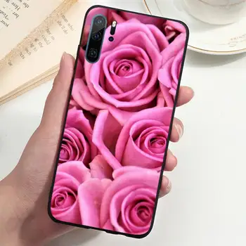 Rausvos rožės Telefoną Atveju Huawei P20 30 P40 lite Pro P Smart 2019 Mate 10 20 Lite Pro Nova 5t