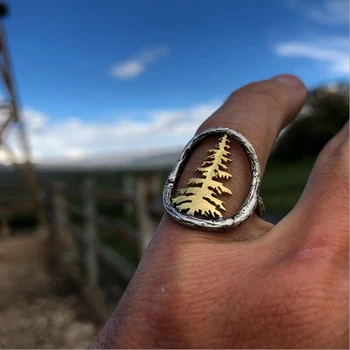 Retro Žiedai Vyrams, Tuščiaviduriai Aukso Medžio Dalyvavimas Vestuvių Žiedas Papuošalai