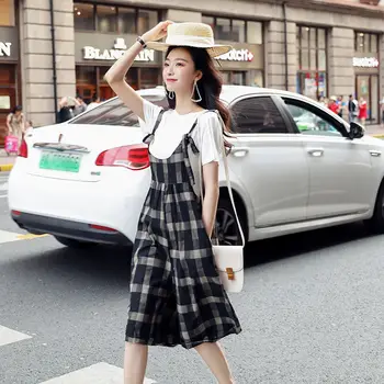 Rompers Moterų Pledas Prarasti Paprasta Aukšto Juosmens Retro Streetwear Moteriški Laisvalaikio Mados Chic Ulzzang Korėjos Stiliaus Minkštas, Elegantiškas Ins
