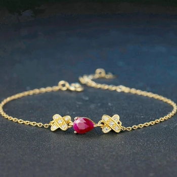 SHDEDE 925 gryno sidabro papuošalai natūralus ruby moterų auksinę Apyrankę Bangles Įvairių brangakmenių 14K Aukso Fine Jewelry