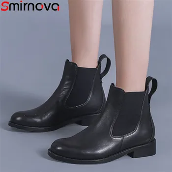 Smirnova moterų rudens batai naują atvykimo ponios čiurnos batai slydimo batų suknelė šalis aukštos kokybės natūralios odos batai