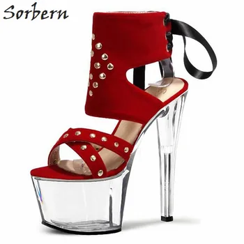 Sorbern 17Cm 15Cm Pamatyti Per Platforma Sandalai Moterims Vasaros Ponios Batų Dizaineris Basutės Aukštakulniai Stud Ponios Batai
