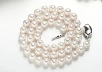 Spalvingas 10-11mm pietų jūros apvalios baltos perlų vėrinį 18inch 925s KKK