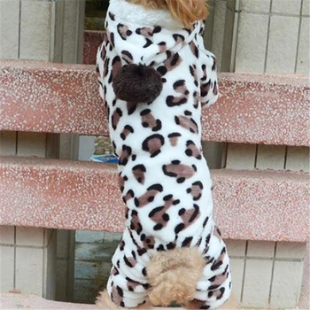 Stebuklas-Žemės Šunų Drabužius Leopard Šiltas Žiemą Šunelis Mažylis Hoodies Jumpsuit Pižama Outwear