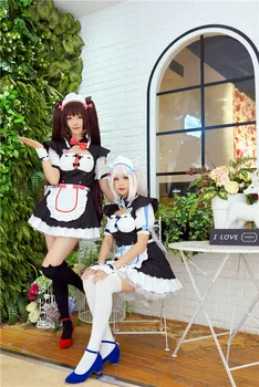 [STOCK] 2018 Naujų Anime NEKOPARA Vanille Chocolat Tarnaitė Suknelė Vienodą Aprangą Cosplay Custume Moterų Helovinas Nemokamas Pristatymas.