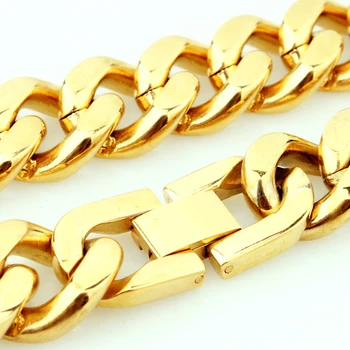 Sunkiųjų Nerūdijančio Plieno vyriški Karoliai, Apyrankės 15mm Aukso Sidabro Spalvos Pažaboti Kuba Miami Grandinės Steampunk Stiliaus Papuošalai Nuorodą Tisnium