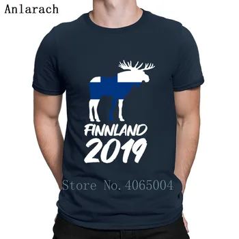 Suomija 2019 Wanderurlaub Elch Marškinėliai Medvilnės Homme Fitneso O Kaklo Vasaros Patogiai Spausdinti Cool Marškinėliai