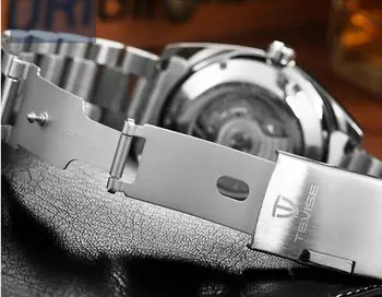 TEVISE Vyrų Laikrodžiai Viršuje Prabangos Prekės Visiškai Juodos Plieno, atsparus Vandeniui Sporto Automatinis Mechaninis laikrodis Vyrų Mados Data, Laikrodis Relogio