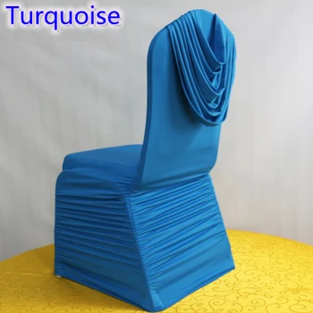 Turkio Spalva Universali Lycra, Kėdžių Dangose Susiėmę Viršutinį Dangtį, Kėdės Spandex Plisuotos Prabangių Vestuvių Dekoravimas Didmeninės