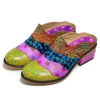 Vasaros sandalai fifo šlepetės moterims bohemijos laisvalaikio sujungimas rankų darbo odiniai batai, moterims aukštakulniai moterų šlepetes, dydis 36-42