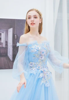 Velniop žibintų rankovės šviesiai mėlyna kamuolys suknelė Renesanso Suknelė karalienės Viktorijos/Marie Antoinette Belle