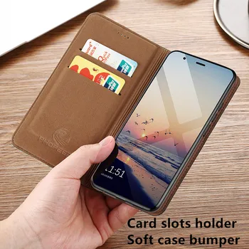 Verslo stiliaus natūralios odos telefoną atveju VIVO Y51S/Y30/Y17/Y15/Y12/Y3/U10/S7 dėklas padengti kredito kortelės lizdo laikiklį coques