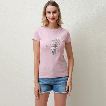 Vientisos Spalvos moteriški marškinėliai Mados Animacinį Personažą Spausdinti Viršuje Vasaros Prarasti Didelio Dydžio Patogūs moteriški marškinėliai