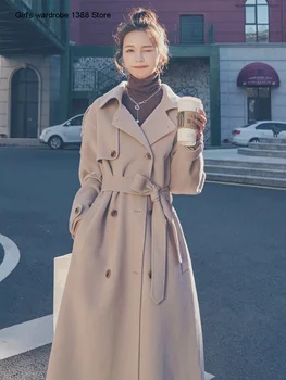 Vilnoniai paltai moterų vidutinio ilgio stiliaus virš kelio rudens žiemos 2020 naujų korėjos laisvo stiliaus, mados, universalus rodo, plonas kailis
