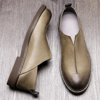 Vyriškos Laisvalaikio Bateliai Kvėpuojantis Mados Verslo Mokasīni, dizainerio batai vyrams aukštos kokybės rudenį Britų retro vyrų karvės odos batai