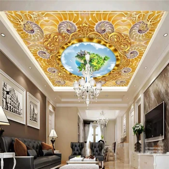 Wellyu Užsakymą tapetai, 3d foto freskomis aukso prabangos Europos modelio kambarį lubų Zenith tapetai, 3d papel de parede