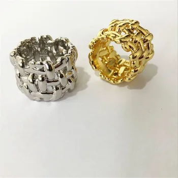 YIKUF88 Moterų Žiedas Retro Metalo Stiliaus 14k Perdėti Mados Žiedas, Apipinti Bauda Papuošalai Moterims