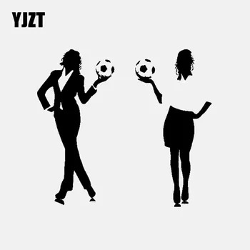 YJZT 18CM*16,2 CM Dekoro Art Vinyl Automobilio Lipdukas, Decal, Futbolo Sporto Mergina, Moteris Juoda/Sidabrinė C3-1701