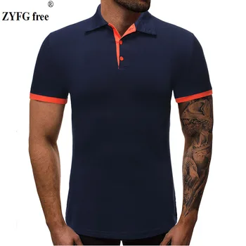 ZYFG nemokamai naujas vyrų marškinėliai kieto spalvų trumparankoviai turn-žemyn apykaklės marškinėliai atsitiktinis paprasta sporto mada mada Viršūnės