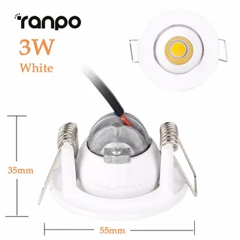 Įleidžiamas LED Lubų Šviesos Mini 3W COB Downlight Prožektoriai, Lemputės, Lempos, Aliumininiai Namų Apšvietimo Šiltas Vietoje Šviesos šaltai Balta AC 85V-26