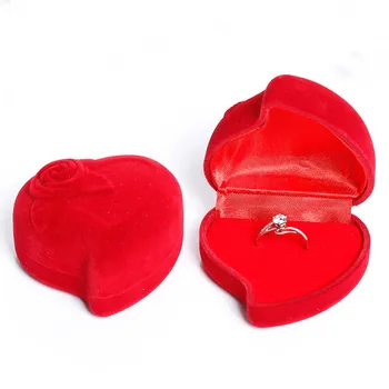 Širdies formos Raudonos Rožės Žiedas Turėtojas Dėžės Vestuvės Vestuvinis Papuošalų Dėžutės Moterų Mergina