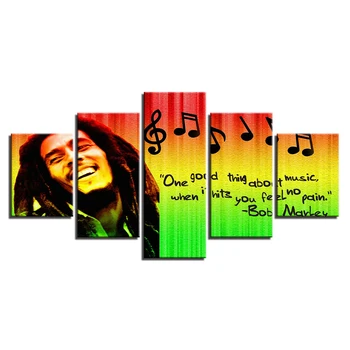 Šiuolaikinių Nuotraukų, Tapybos HD Atspausdinta Drobė 5 Skydelis, Bob Marley Dainininkas Gyvenimo Kambario Sienos Meno Modulinės Plakatas Namų Dekoro Rėmelį