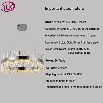 Šiuolaikinės kristalų liustra už kambarį prabangus LED kristalų (lcd lempos apvalios aukso/chrome poliruoto plieno pakabinti apšvietimo šviestuvas