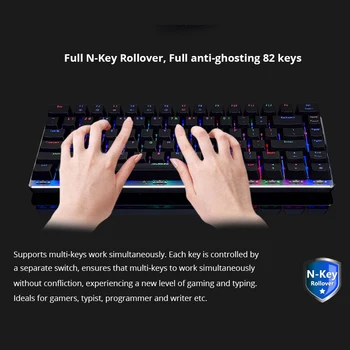 Žaidimų RGB Klaviatūra USB Laidinio 82 Klavišus Mėlyna / Raudona Jungiklis Kompiuterių Klaviatūros metalinę Windows/IOS/ 
