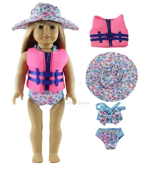 1 Set Blue Plaukimo Kostiumas Įranga, Apranga Lėlės Drabužius 18 colių lėlės drabužiai A46
