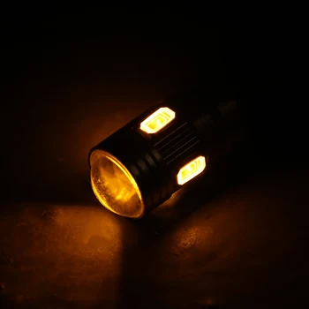10vnt T10 W5W 501 Automobilių Sidelight Lemputė Klaidų Canbus 6SMD Xenon LED Geltona Pastatytas Rezistorius, kad nepasikartotų, Mirgėjimas