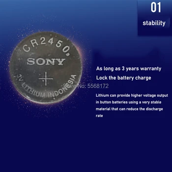 15VNT Originalus Sony CR2450 CR 2450 3V 550mah Ličio Baterijas swatch watch Automobilio raktas laikrodžiai Pedometer Mygtuką Moneta Ląstelių