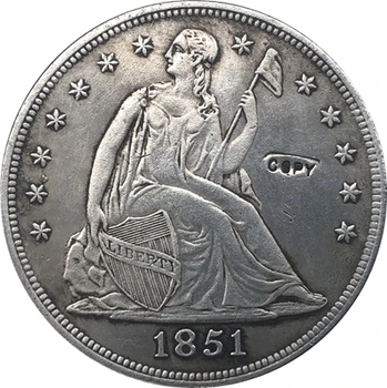 1851 Sėdi Laisvės Dolerio MONETOS KOPIJA