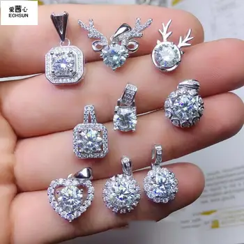2020new Fine Jewelry 925sterling silve karoliai nepriklausomo moterų Mossan Diamond bijoux femme collier coeur širdies maišelį, elnių ragai