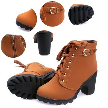 2021 Nauja Rudens Žiemos Moterų Batai Aukštos Kokybės Kietas Nėriniai-up Europos Ponios batai PU Odos Mados Batai Nemokamas Pristatymas