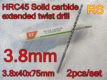 3.8*40*75mm 2vnt/komplektas HRC45 Aukštos kokybės Kieto karbido pratęstas twist drill Nemokamas pristatymas