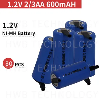 30pcs/daug AA Ni-Cd 1.2 V 2/3AA 600mAH įkrovimo baterija (akumuliatorius NiCd įkrovimo Baterijas - Mėlyna Nemokamas Pristatymas